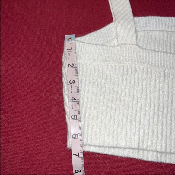 Forever 21 WHITE L cropped TANK Sweater RIBBED rayon sleeveless ivory NEW womens - Picture 9 of 11